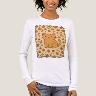 Camiseta Triblenda Gato Personalizado adorable con patrón floral