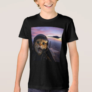 Camiseta Triblenda Gato Piloto de Combate Divertido , Guerras de Gato