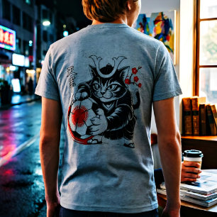 Camiseta Triblenda Gato Samurái Elegante Fútbol Japón Para Fanáticos