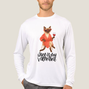 Camiseta Triblenda Gato siamés descarado bebiendo vino para amantes d