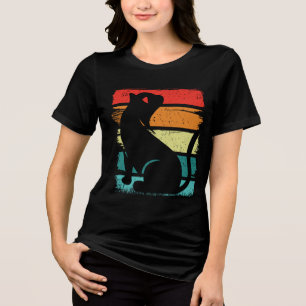 Camiseta Triblenda Gato Silueta Divertido Vintage Retro Atardecer Lin