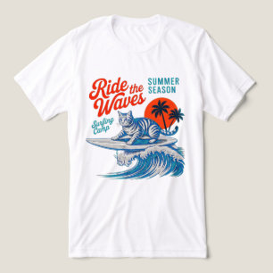 Camiseta Triblenda Gato Veraniego Surfista - Diseño de Onda Retro