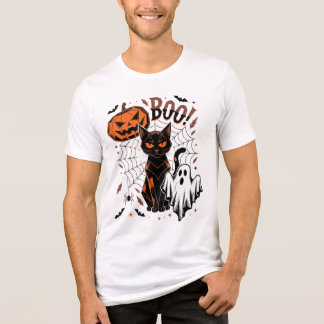 Camiseta Triblenda Gato y calabaza de Halloween BOO