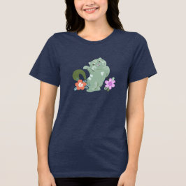 Camiseta Triblenda Gato y flores divertidas