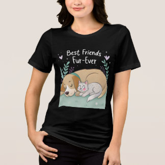 Camiseta Triblenda Gato y perro mejores amigos para siempre