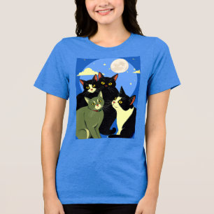 Camiseta Triblenda Gatos a la deriva bajo la luna llena