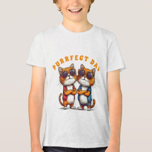 Camiseta Triblenda Gatos Alegres con Gafas de Sol Estilo Divertido 🐱