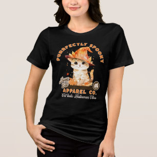 Camiseta Triblenda Gatos con Vibraciones de Halloween Lindas Gato con