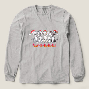 Camiseta Triblenda Gatos de Navidad cantando con sombreros de Santa