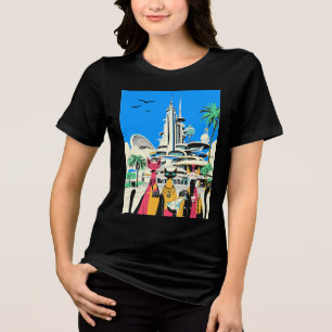 Camiseta Triblenda Gatos de vacaciones visitan el futuro