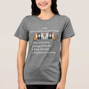 Camiseta Triblenda Gatos Divertidos son Humor de Animal Espiritual Ac