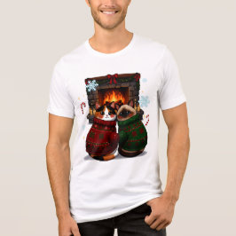 Camiseta Triblenda Gatos junto a la chimenea