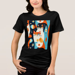 Camiseta Triblenda Gatos modernos de mediados del siglo XX en un cont