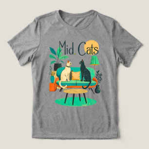 Camiseta Triblenda Gatos Modernos de Mitad de Siglo en Casa