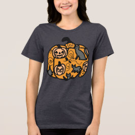 Camiseta Triblenda Gatos negros retro y sueños de calabaza