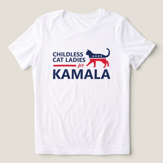 Camiseta Triblenda Gatos sin hijos para Kamala (Diseño delantero )