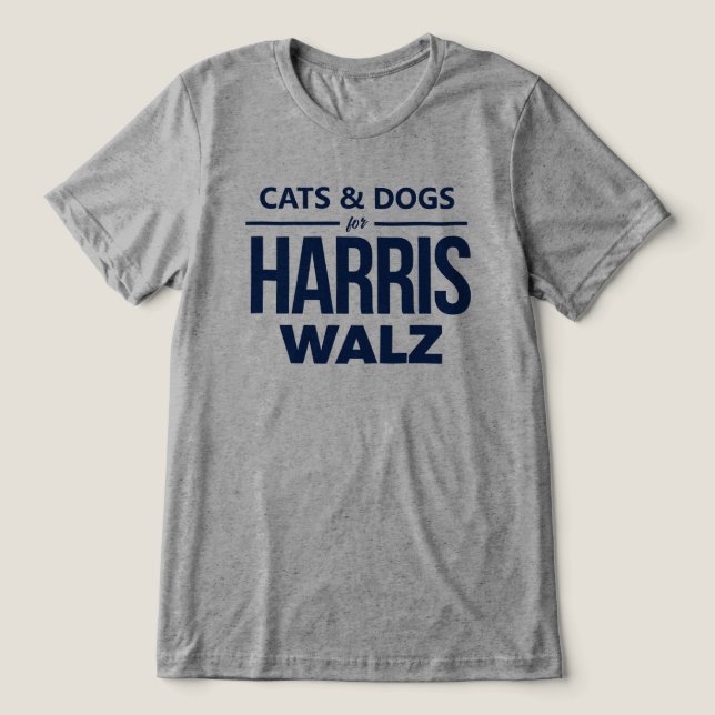Camiseta Triblenda Gatos y perros para Harris Walz (Diseño delantero )