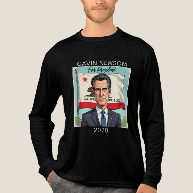 Camiseta Triblenda Gavin Newsom para el presidente 2028 (Anverso)