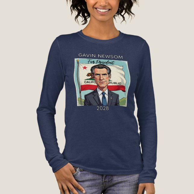 Camiseta Triblenda Gavin Newsom para el presidente 2028 (Anverso)