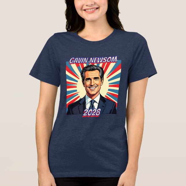 Camiseta Triblenda Gavin Newsom para el presidente 2028 (Anverso)