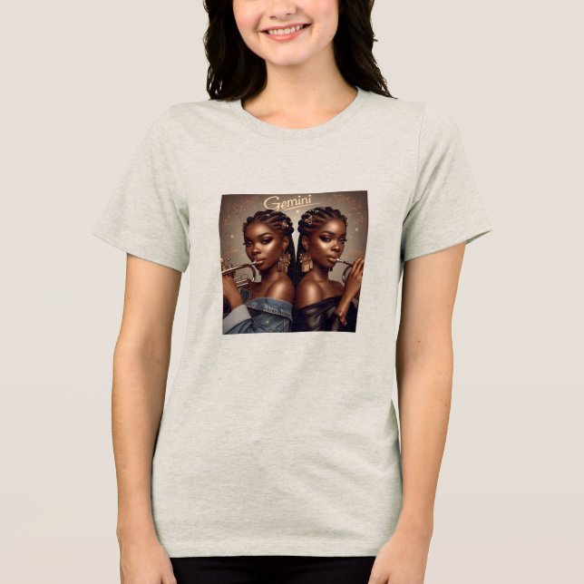 Camiseta Triblenda Gemini Zodiac Músico Trumpet Tri-Blend Shirt (Anverso)