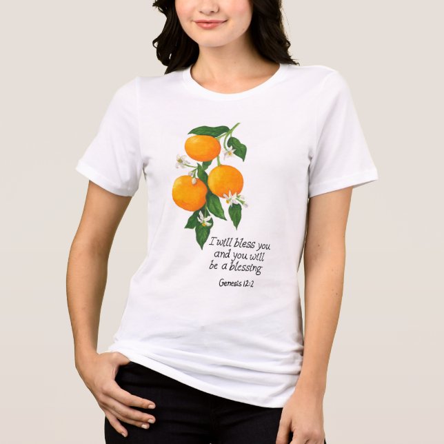 Camiseta Triblenda Génesis de fruta naranja 12:2 (Anverso)