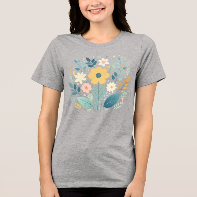 Camiseta Triblenda Gentle Pastel Floral Bloom - Boho Botanical (Anverso)