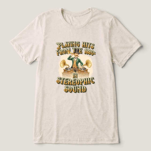 Camiseta Triblenda Gentleman DJ ‘Playing the hits’ Steampunk Party (Diseño delantero )