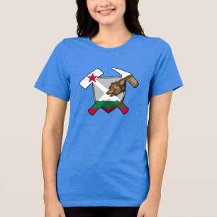 Camiseta Triblenda Geólogo de California - Martillo de roca y escudo