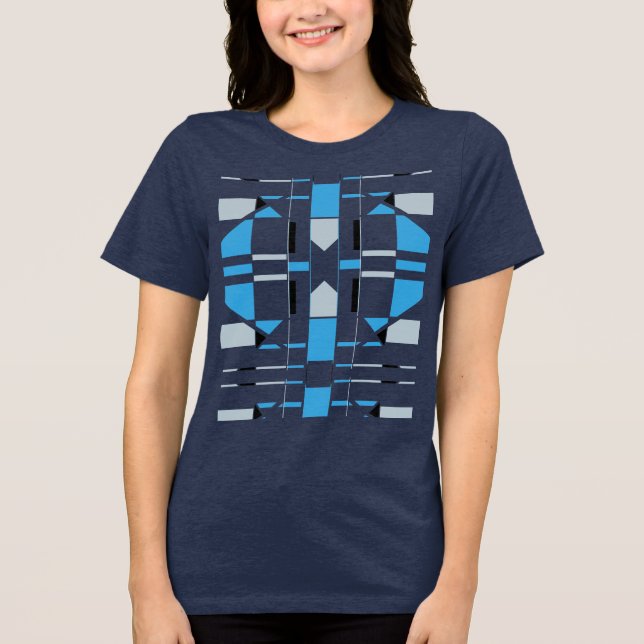 Camiseta Triblenda Geométrico geométrico negro azul inspirado en MCM  (Anverso)