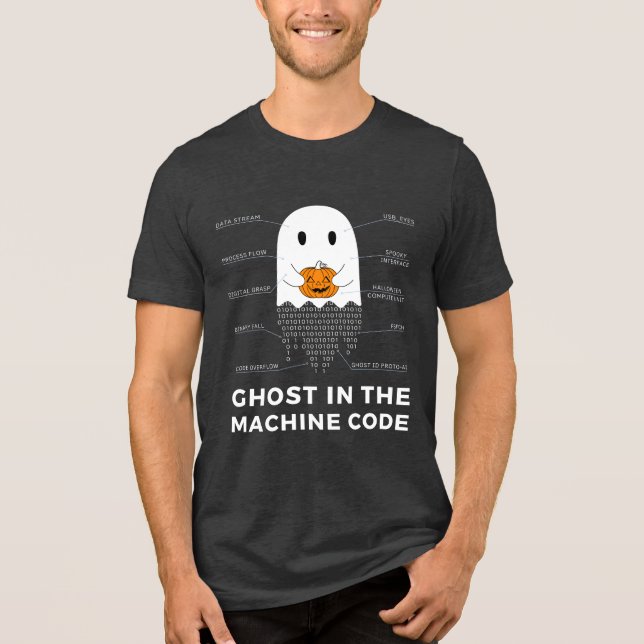 Camiseta Triblenda Ghost in the Machine Code, Funny Coder Halloween (Anverso)