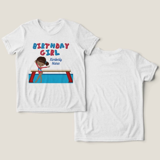 Camiseta Triblenda Gimnasia afroamericana de cumpleaños gimnasta (Diseño Anverso y Reverso)