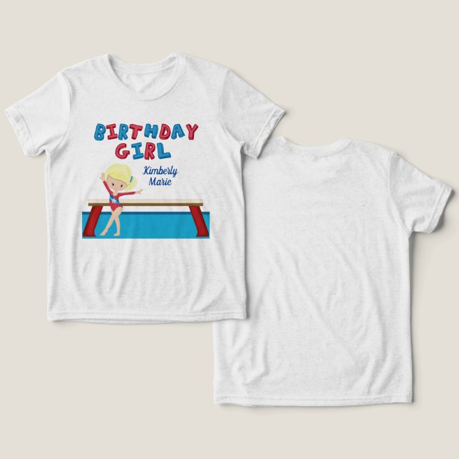 Camiseta Triblenda Gimnasia Fiesta de Cumpleaños Gimnasta (Diseño Anverso y Reverso)
