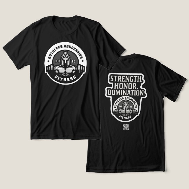 Camiseta Triblenda Gimnasio de agresividad despiadada Tee # 1 (Diseño Anverso y Reverso)