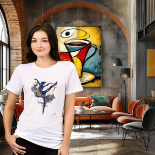 Camiseta Triblenda Gimnasta Rítmica Abstracta   Tinta Fluida Acuarela