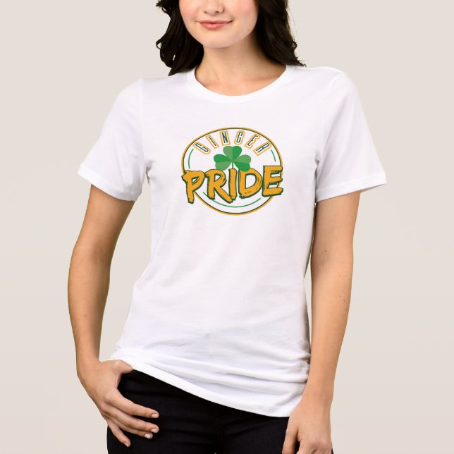 Camiseta Triblenda Ginger Orgullo St Patrick's Day Clover Leaf Funny (Anverso)