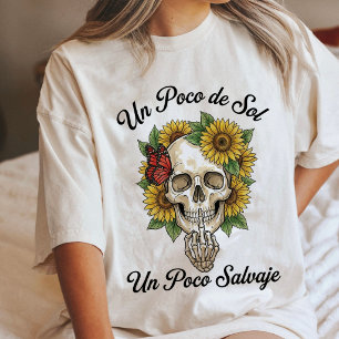 Camiseta Triblenda Girasol de cráneo Mariposa Dedo Medio