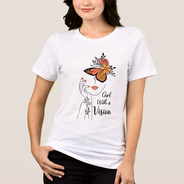 Camiseta Triblenda  Girl With a Vision Butterfly Line Art (Anverso)