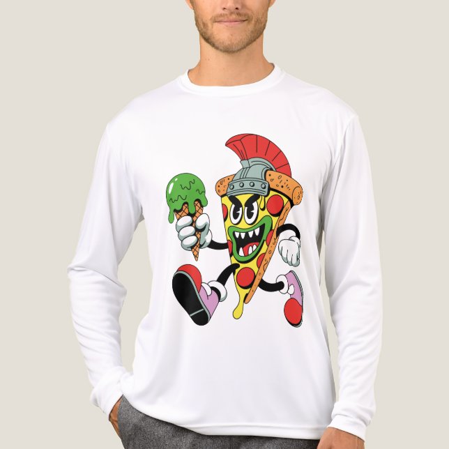 Camiseta Triblenda Gladiador Pizza Slice Brainrot italiano masculino (Anverso )