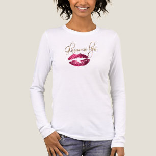 Camiseta Triblenda Glamorosos labios de Purpurina rosado caliente