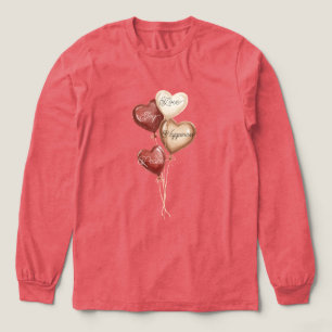 Camiseta Triblenda Globos con Corazón de Crema Roja Amor Alegría