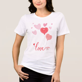 Camiseta Triblenda Globos de amor y corazones adorables - Valentine l