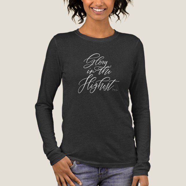 Camiseta Triblenda Glory in the Highest Holiday Christmas Charcoal (Anverso)
