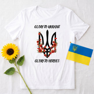 Camiseta Triblenda Glory to UKRAINE. Glory to Heroes. Tryzub.