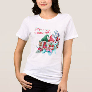 Camiseta Triblenda Gnomas Con Gorra Rojo Y Verde