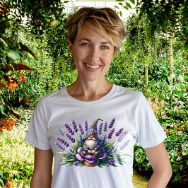 Camiseta Triblenda Gnome acuarela y flores moradas