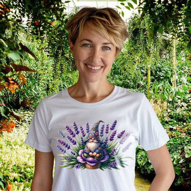 Camiseta Triblenda Gnome acuarela y flores moradas (Subido por el creador)