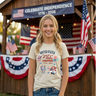 Camiseta Triblenda Gnomo Patriótico Femenino del 250 Aniversario de E