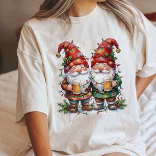 Camiseta Triblenda Gnomos Festivos Con Cerveza Y Luces De Navidad