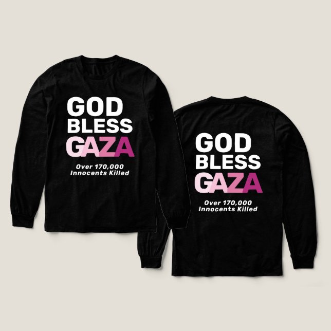 Camiseta Triblenda God Bless Gaza Anti-War Honoring Innocent Lives (Diseño frontal y trasero)